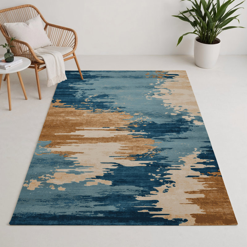 Tapis intérieur et extérieur vert Watercolor, Rectangle 9 pi x 12 pi