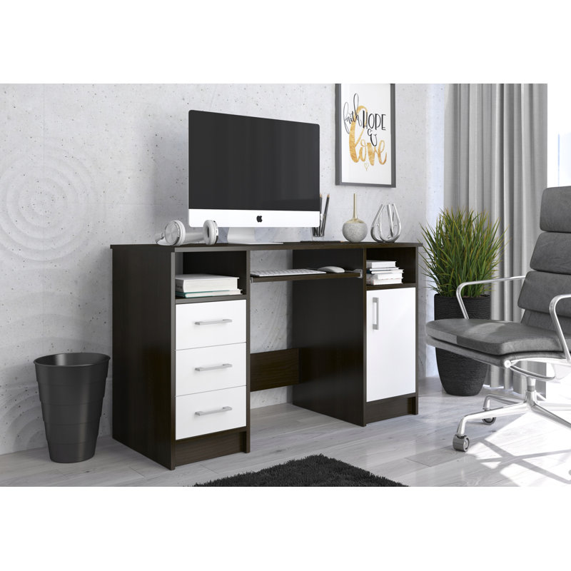 Ansaldo Computer Table, Brown/White