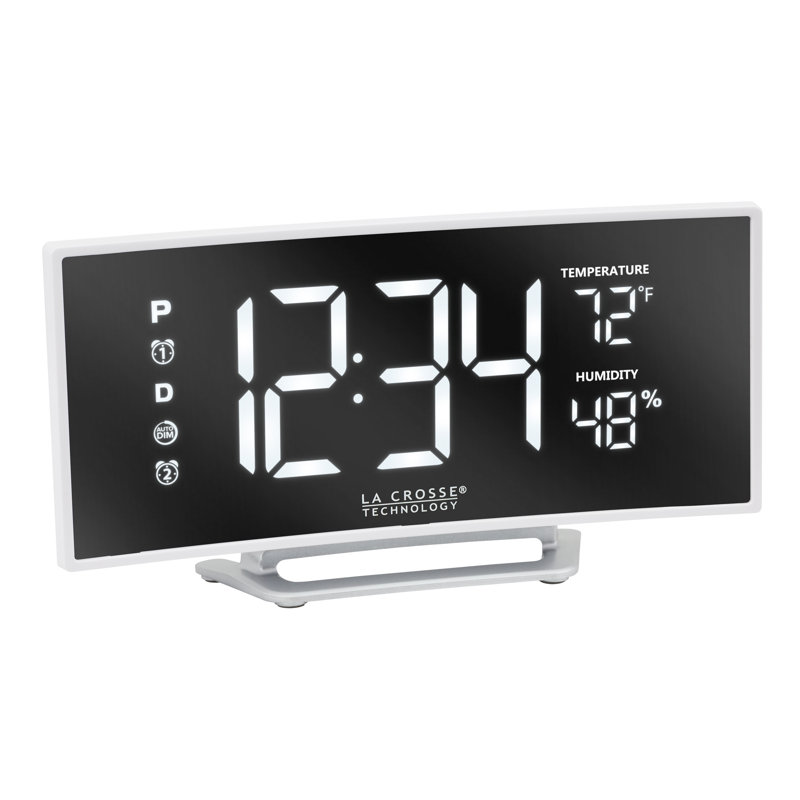 Modern & Contemporary Digital Electric Tabletop Clock with Alarm in White