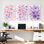 Ensemble de 3 tableaux sur toile tendue représentant des pivoines et des iris, pour la décoration du salon et de la chambre.