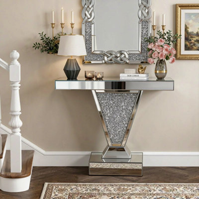 39.17 " W Glass Top Console Table