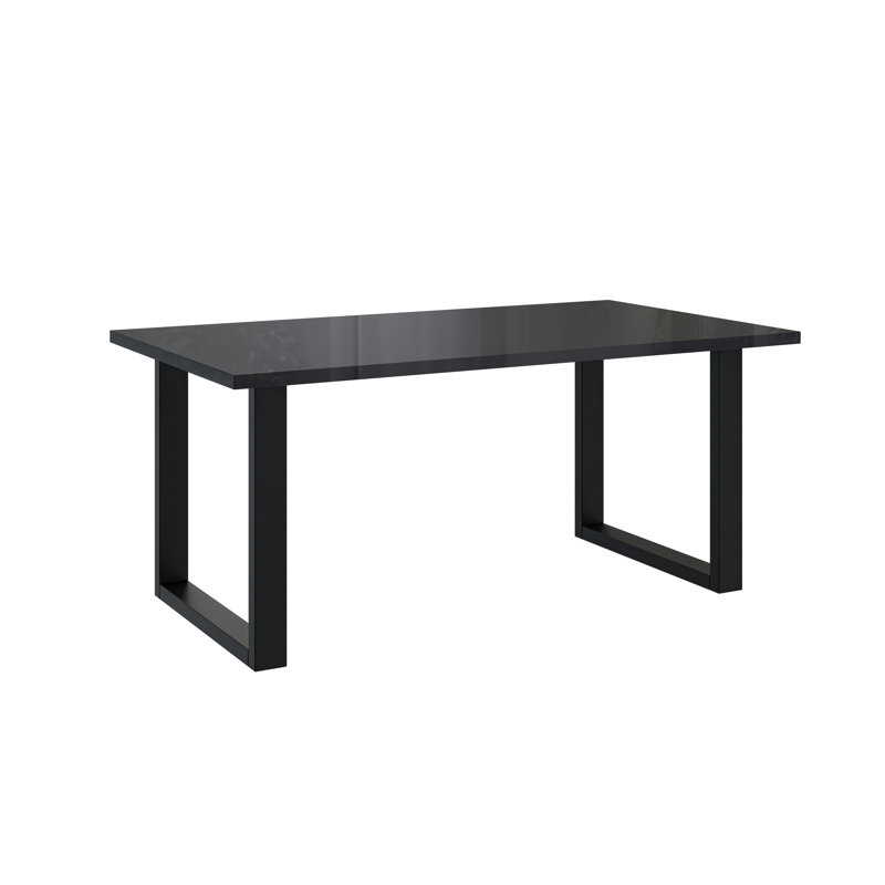 Dining Table Asai with Black Metal Legs, Black