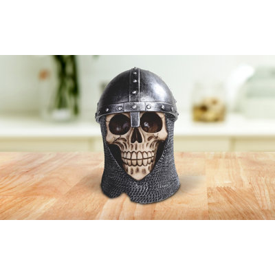 Joachima 6.5"H Medieval Skull Wearing Armor Helmet Figurine Unique Gifts