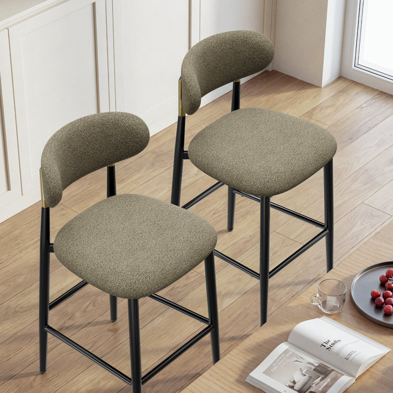 Tabouret de bar rembourré à hauteur de comptoir avec structure en métal, Brun