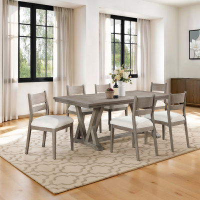 Coastal Grey 7-Piece Rectangular Dining Table Set