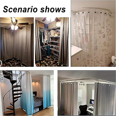 Rail de rideau flexible en aluminium, rail de guidage pliable monté au plafond pour baies vitrées et balcons