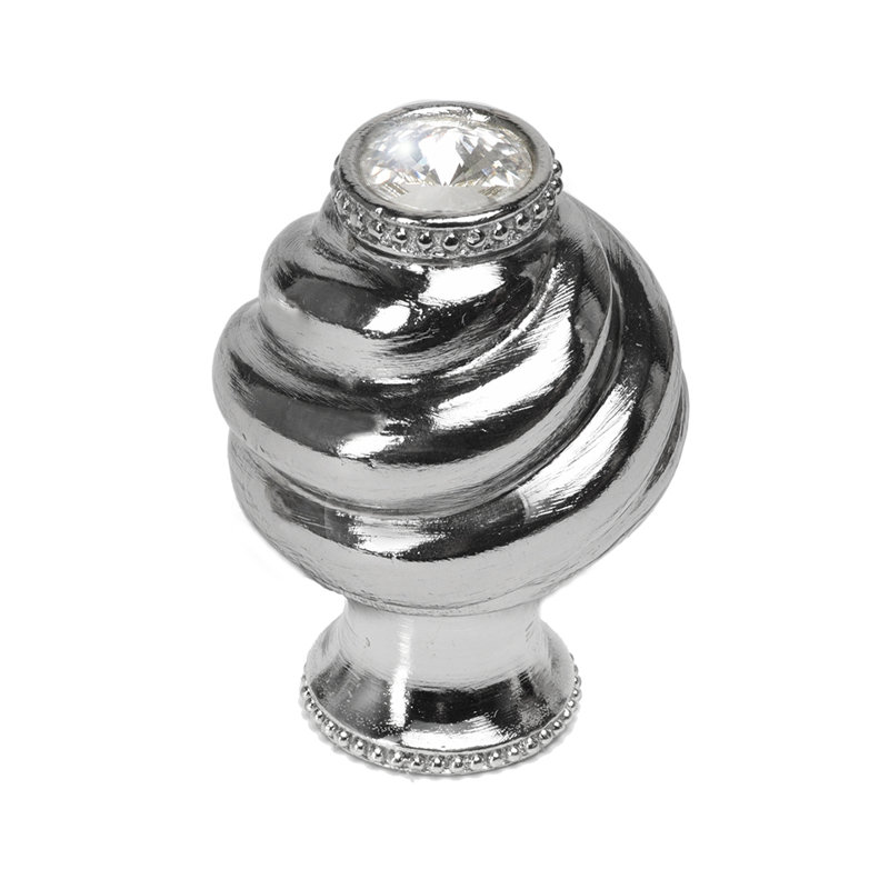 Caché knob with flared foot with Swarovski Clear Crystalsin Platinum, Chrome