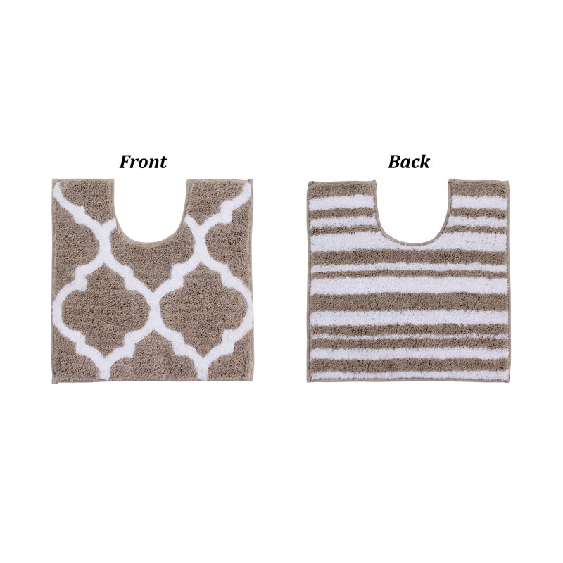 Tapis de salle de bain en forme de U 100% polyester Marrakech, tapis de salle de bain réversible, Beige