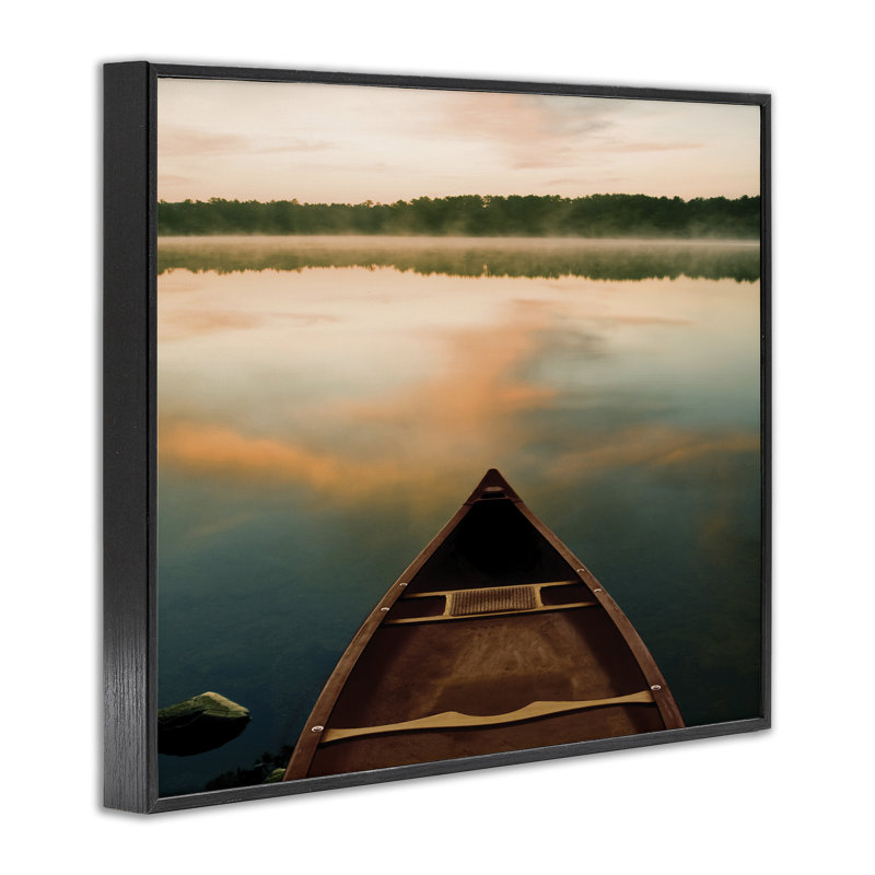«Canoe on Lake Warm Sunrise», estampe numérique encadrée par Danita Delimont, H 20 po x l 16 po, Giclée encadrée noir minuit