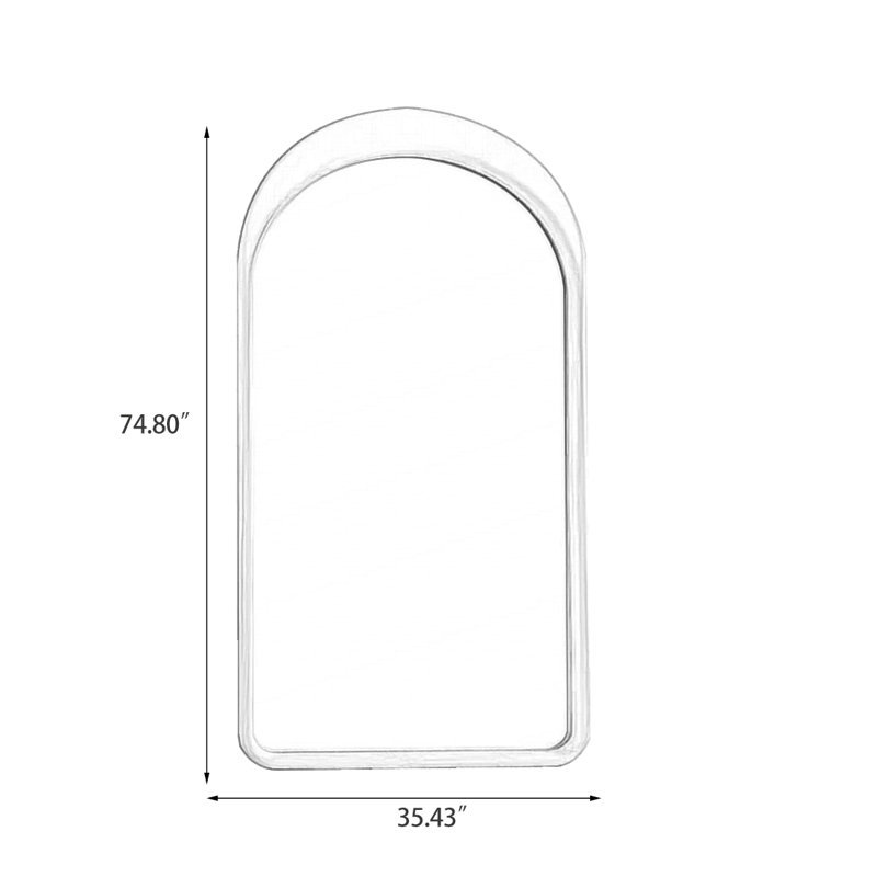 Miroirs demi-cercle en bois manufacturé, 74,8 po x 35,43 po, Blanc