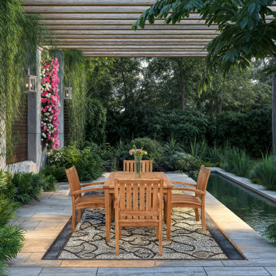 Ensemble bistro en teck avec table rectangulaire et chaises Abacho