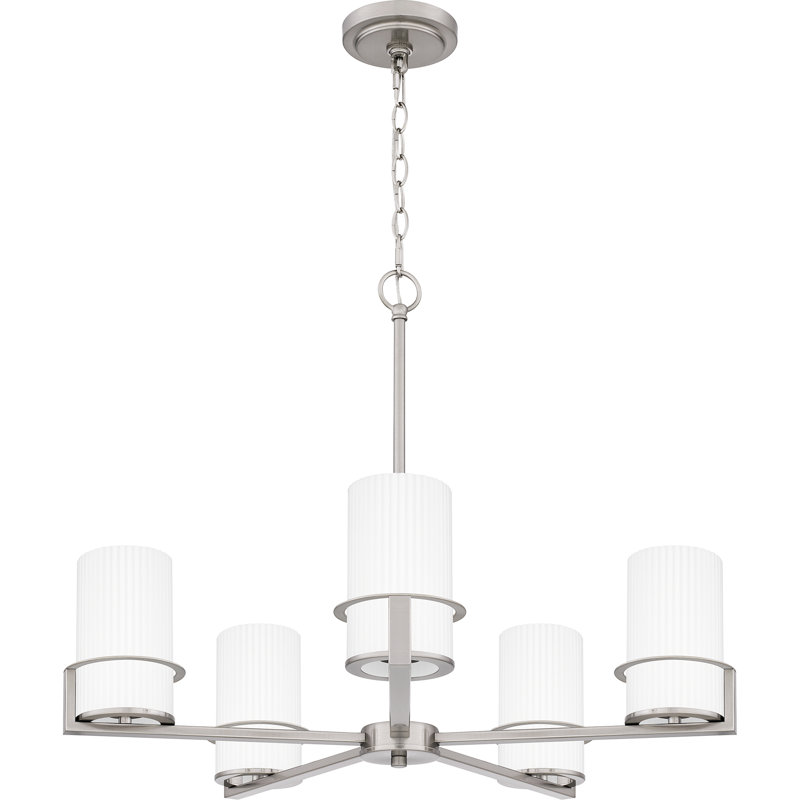 Lustre classique / traditionnel à 5 lumières Fosco, Nickel brossé