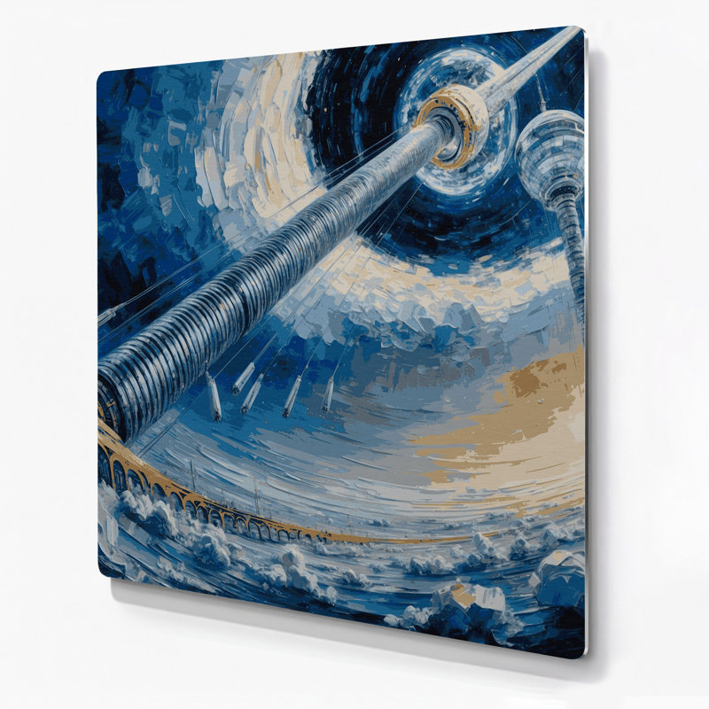 Art mural en métal bleu, H 32 po x l 32 po x P 0,05 po
