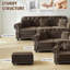 Canapé Chesterfield de 41,3 po en velours avec garniture cloutée et accoudoirs roulés, canapé de style Mid-Century moderne capitonné avec boutons, brun-998852140