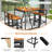 Nigel Acacia Wicker Patio Dining Set with Square Table-1902943503