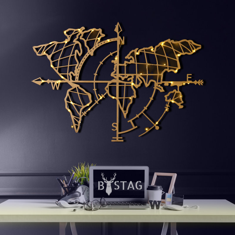 Elegant Gold Decorative Metal Wall Accessory, 25.6 x 37.4 inches | 100% Metal, Thickness: 0.08 inches | Easy Wall Mount Design, Perfect for Living Room, Bedroom & Office Decor, Stylish & Durable Accent Piece
