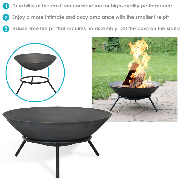 Wrought Studio Eckard Raised Cast Iron Wood Burning Fire Pit & Reviews