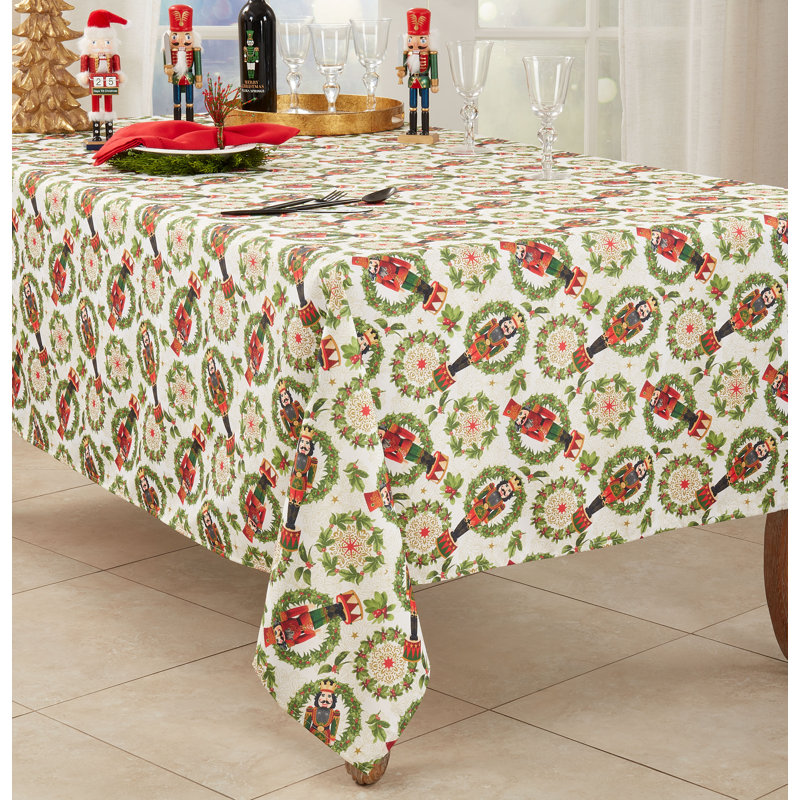 Rectangular_Holiday Tablecloth With Nutcracker Design, 104" L x 65" W