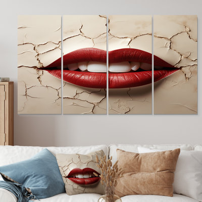 Landyn - Fashion Lips, art mural sur toile, 4 pièces