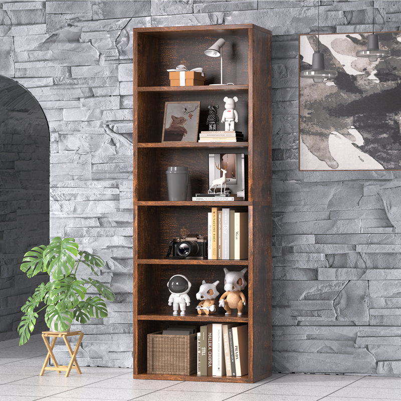 Bibliothèque standard Livingon, (6 tablettes) H 71,4 po x l 21,8 po x P 9,3 po, Brun