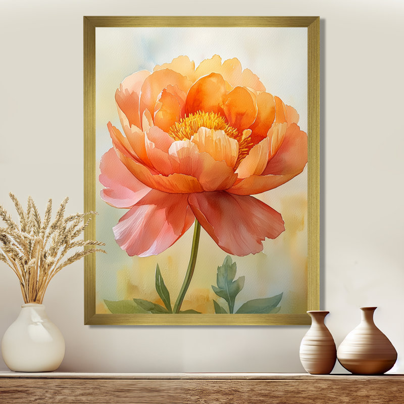 Henager - Décoration murale florale, H 20 po x l 12 po, Reproduction encadrée d'une seule photo, Doré