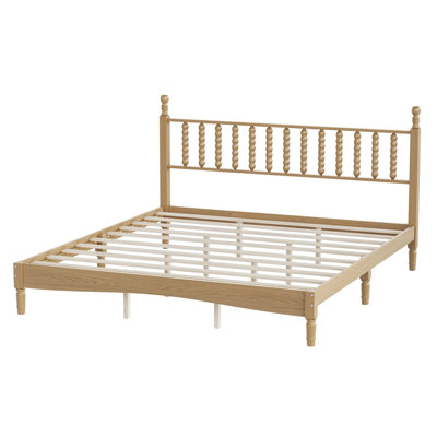 Lit plateforme en bois avec tête de lit en forme de gourde rétro