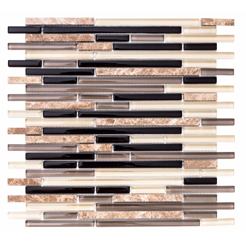Victory 1" x 3" Glass Mosaic Wall Tile, Espresso