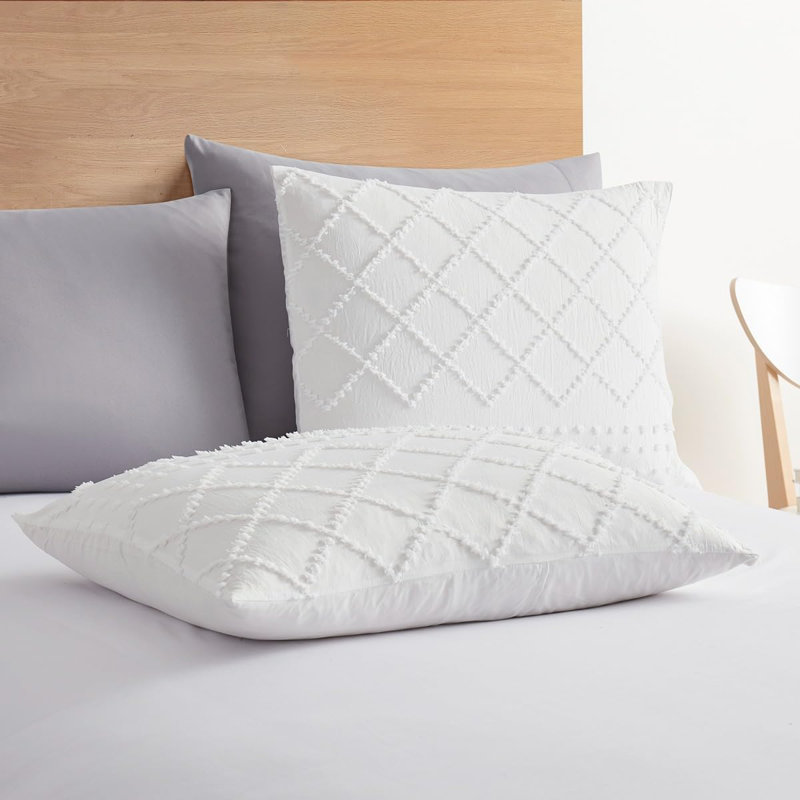 Soft All-Season Duvet Cover Set with Comforter Insert and Shams, White, Queen