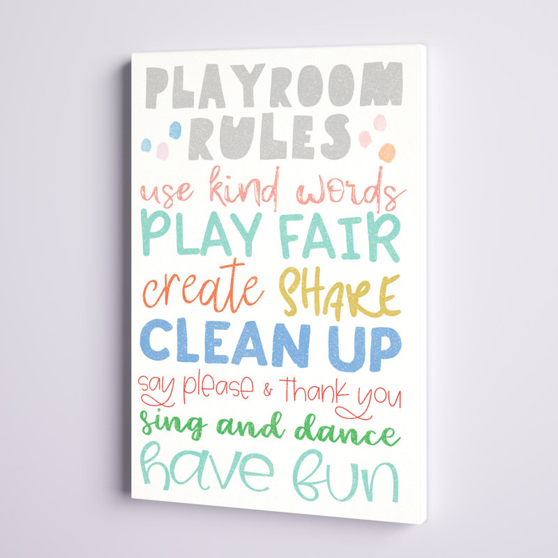 «Long Ashton Playroom Rules», art sur toile, H 24 po x l 16 po x P 1,25 po