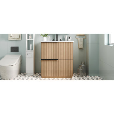 Meuble-lavabo 30 po avec lavabo en céramique et tiroirs pleine extension