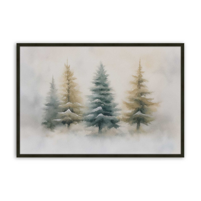 «Snowlit Pines», reproduction d'art, 11 po x 14 po, Noir satiné