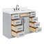 Ensemble de meuble-lavabo simple en bois massif 48 po avec lavabo en quartz Carrara de 1,5 po Tidworth-739563219-761863593