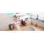 Lit mezzanine simple en métal avec poste de travail intégré, rangement à DEL et multiples