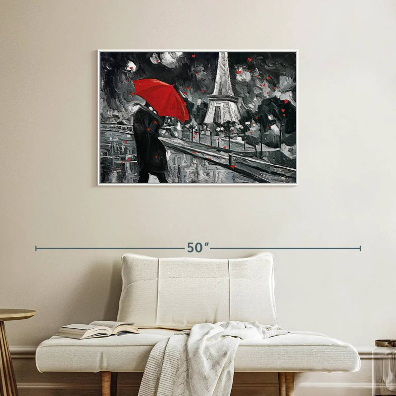 Paris Night Couple Pop, Cadre flottant blanc, 37 po x 25 po