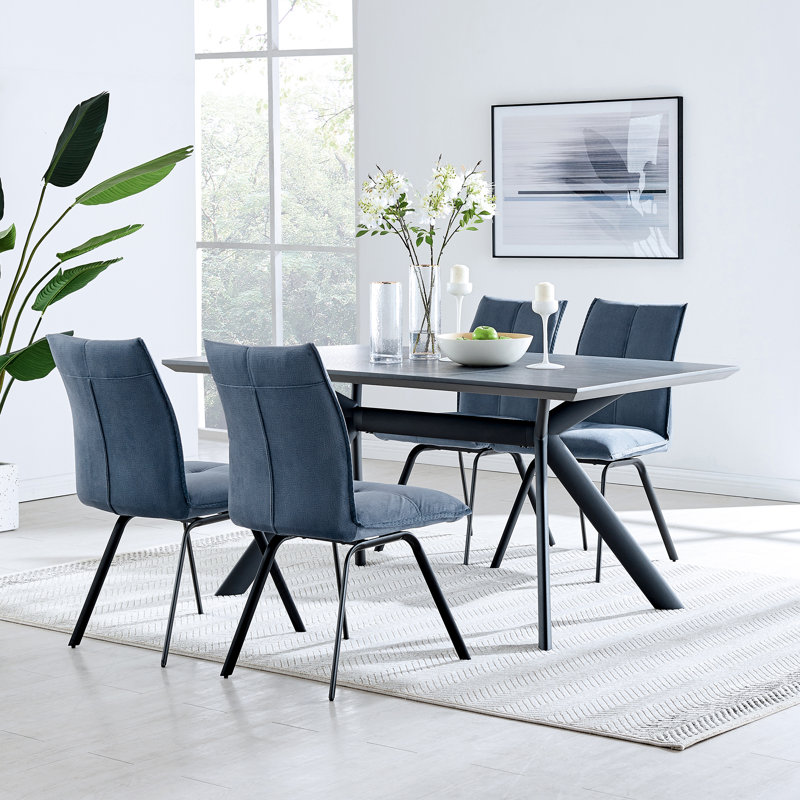 Ensemble repas 6 personnes Roosa, Gris anthracite, Bleu, 5 pièces