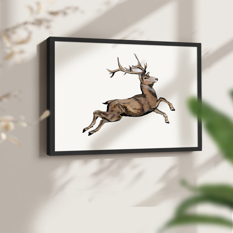 Vintage Reindeer -Framed Print - Restickable, H 22 po x l 28 po, Noir, noir, noir, noir