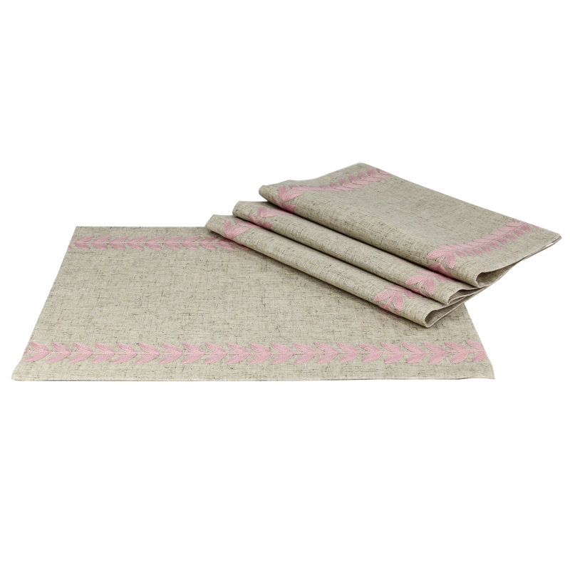 Ensemble de napperons brodés 14 par 20 pouces Shinobi, ensemble de 4, Rose