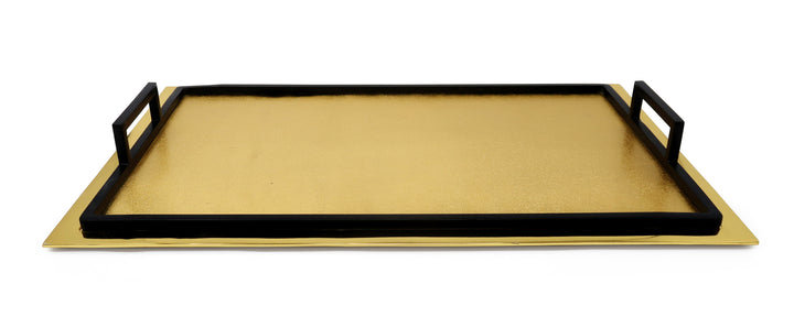 Stainless Steel Tray, Gold/Black, 1.75" H x  16.5" W x 10.5" D