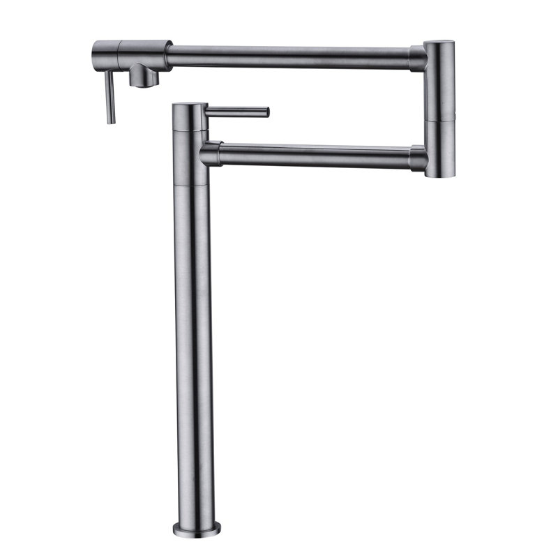 Brushed Nickel Pot Filler Faucet With Extension , Double Handles For Optimal Water , Corrosion And Fingerprint- Surface, Silent Smooth Flow Aerator