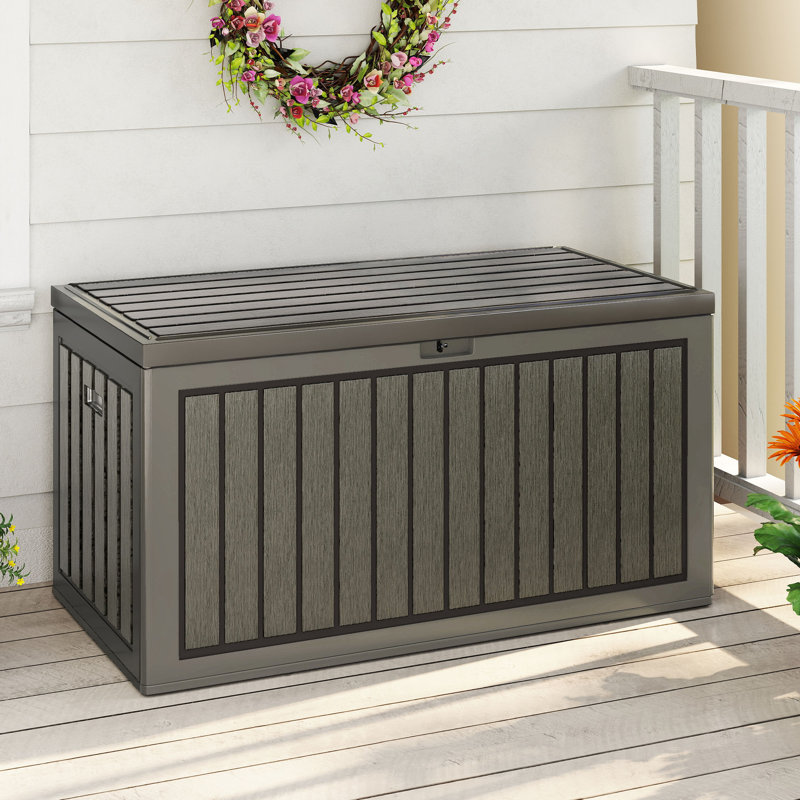 Boîte de rangement verrouillable en résine résistante à l'eau 44 gallons l 90 po, Brun