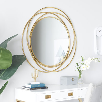 Metal Round Wall Mirror with Overlapping Circles