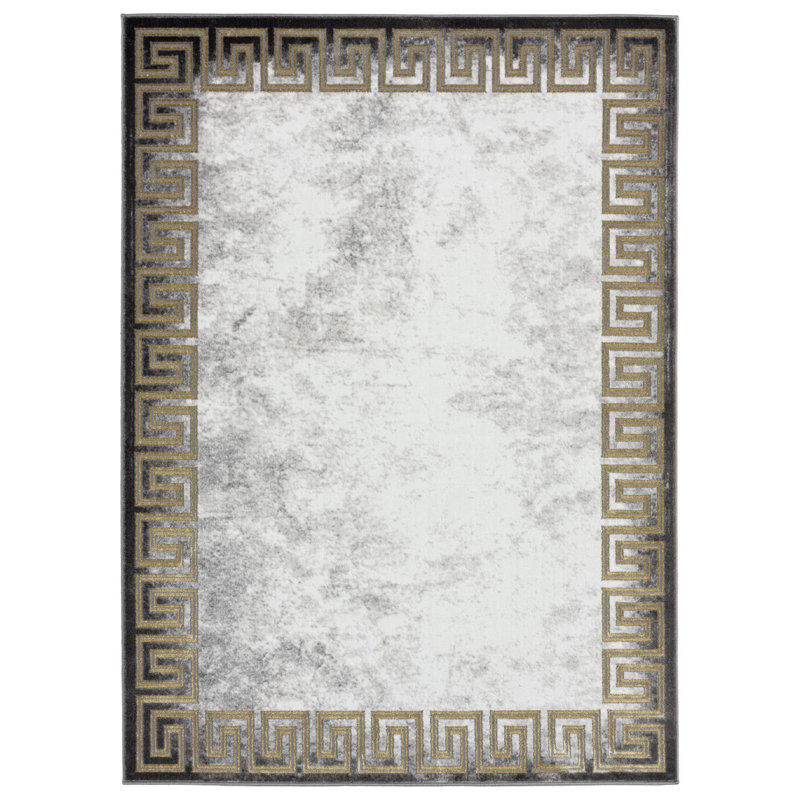 Tapis à motif abstrait gris / blancologia bolologia, Rectangle 5 pi 2 po x 7 pi 5 po