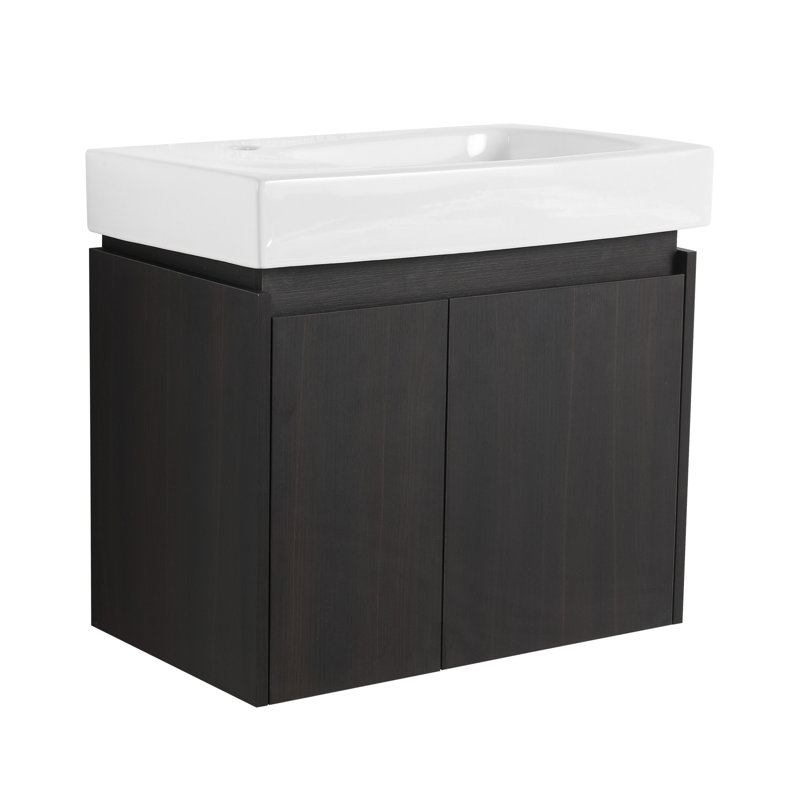 Meuble-lavabo élégant avec lavabo en céramique et conception murale pour une salle de bain élégante et fonctionnelle