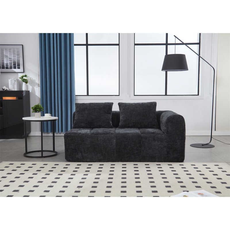 Canapé en chenille uni United We Win Win, Noir