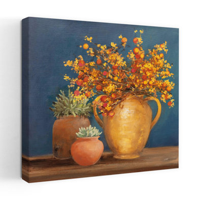 Art contemporain «Richesse of Life I Deep Blue With Blossoms»