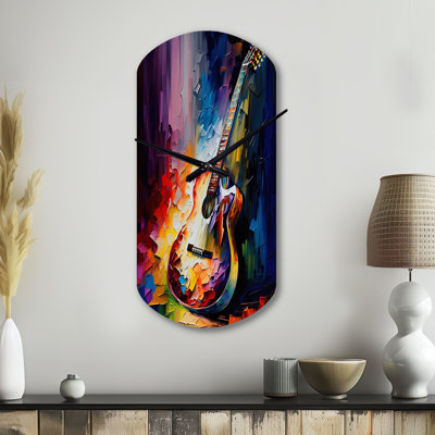 Oveson Guitare sur scène I - Horloges murales en métal à forme unique, horloge murale