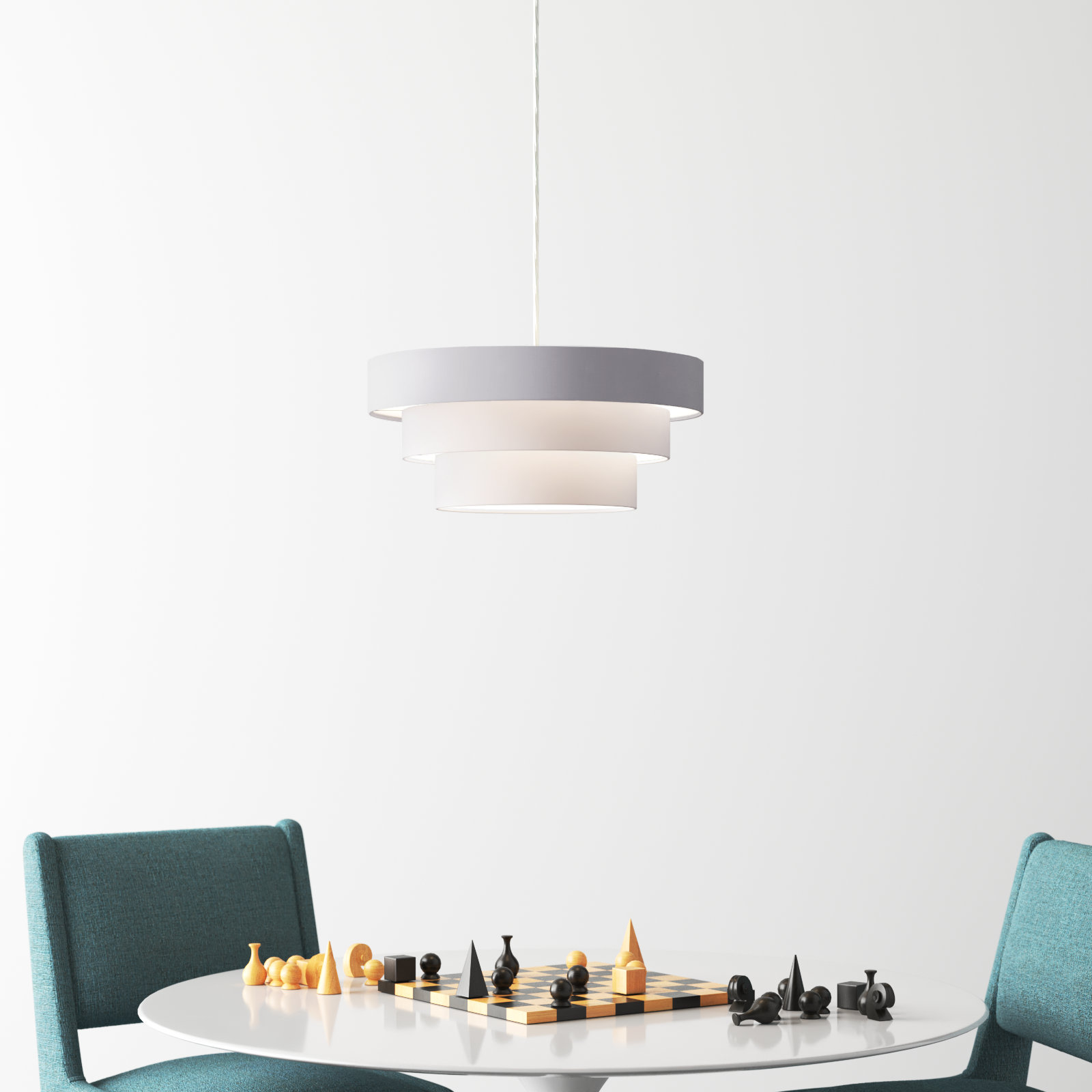 Chala Dimmable Single Light Pendant, Gray/White