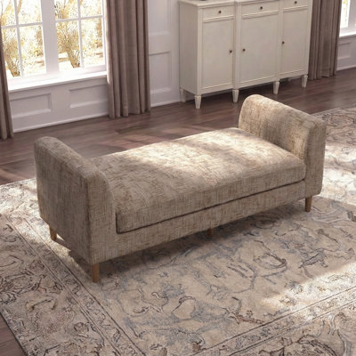 Banc moderne de 83 pouces de large avec accoudoirs et 2 coussins cylindriques