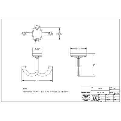 Elements by Hardware Resources Double Zinc Ceiling Wall Mounted Robe ...