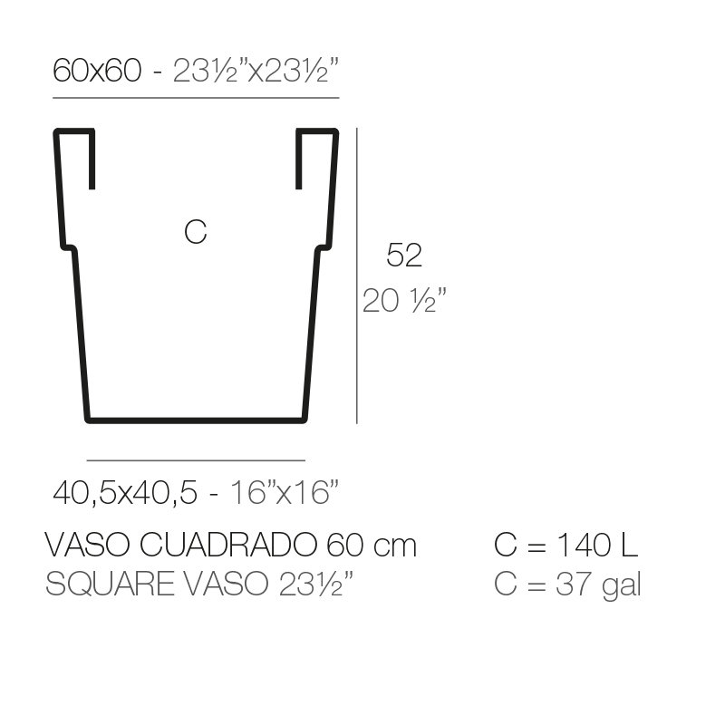 Vaso Resin Pot Planter, Ice, 10.25" H x 11.75" W x 11.75" D